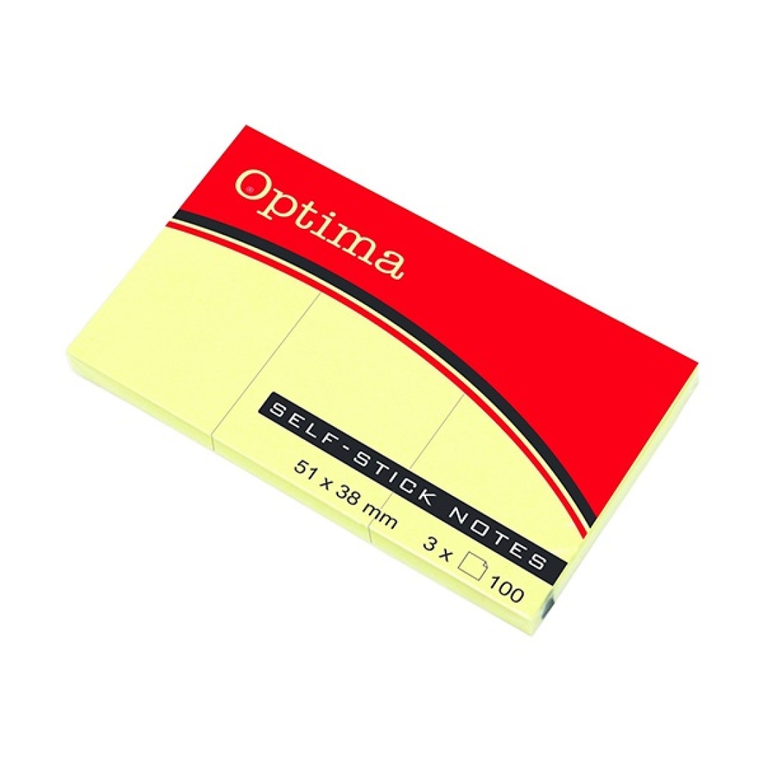 Öntapadós jegyzet OPTIMA 38x51mm sárga 100 lap (0000256)