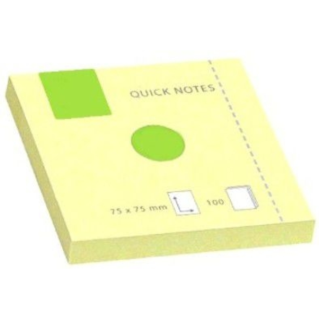 Öntapadós jegyzettömb sárga 100 lapos 75x75 mm-es (0000261)