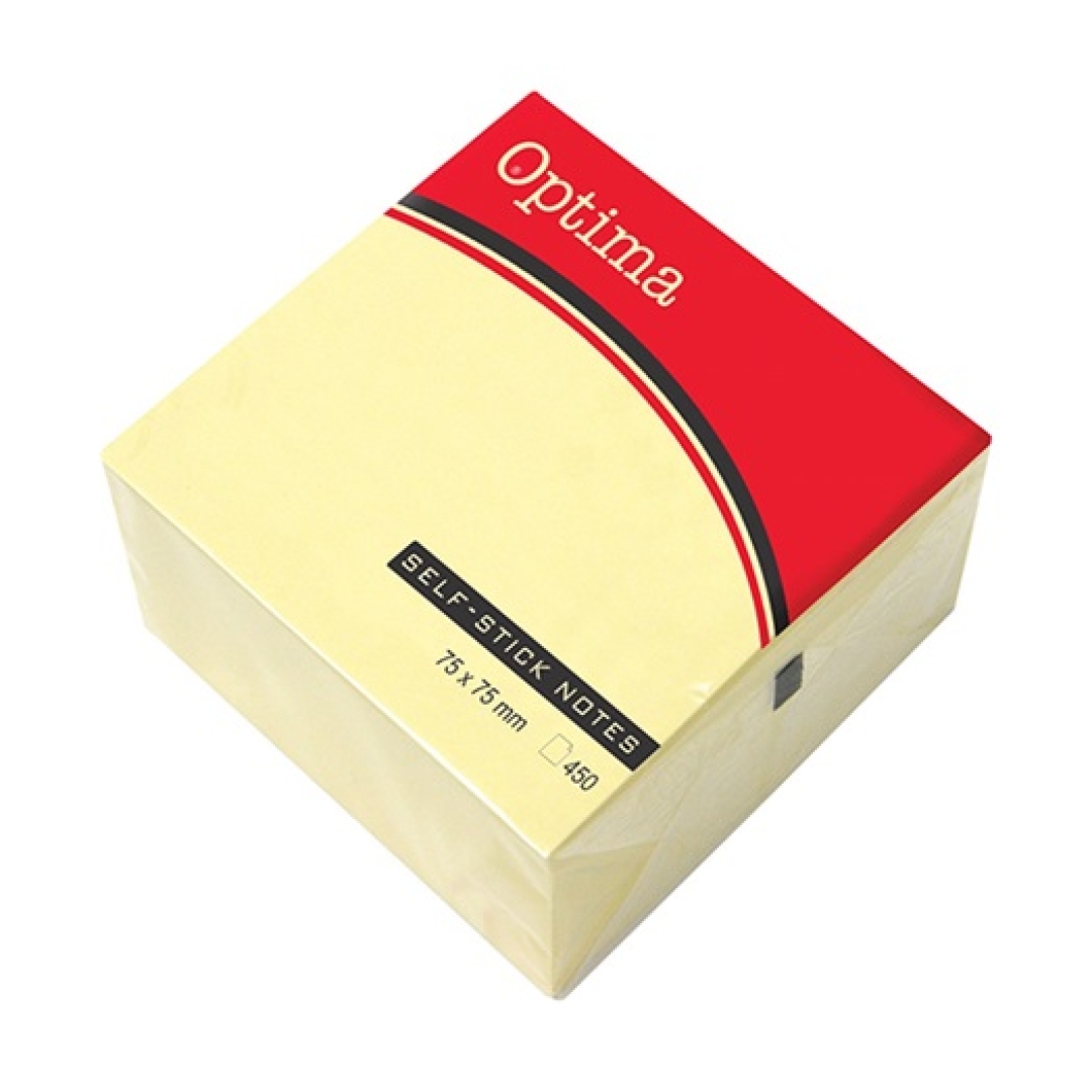 Öntapadós jegyzet OPTIMA 75x75mm sárga 450 lap (0000262)