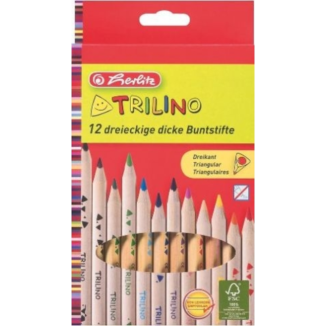Színes ceruza készlet Herlitz Trilino natúr vastag háromszögletű 12 db-os (0000355)