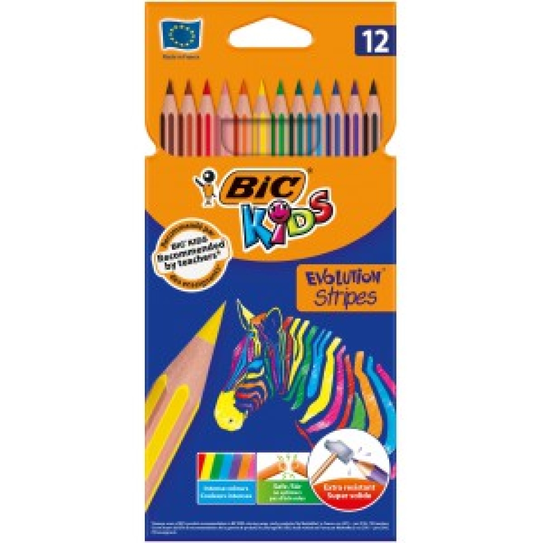 Színes ceruza 12/klt BIC Kids Evolution Stripes hajlékony 950522 (0000356)