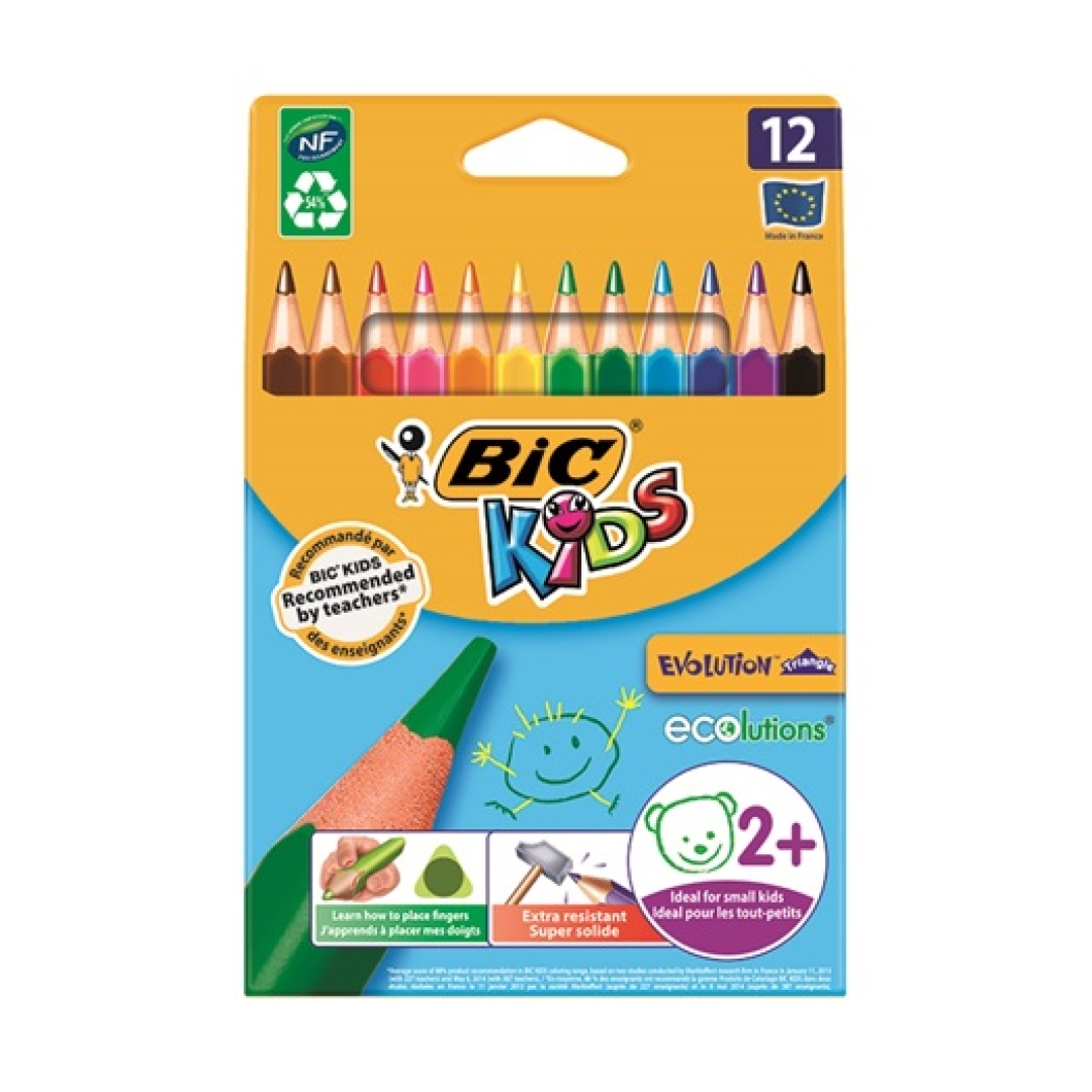 Színes ceruza BIC Kids Evolution háromszögletű környezetbarát 12 db/készlet (0000358)