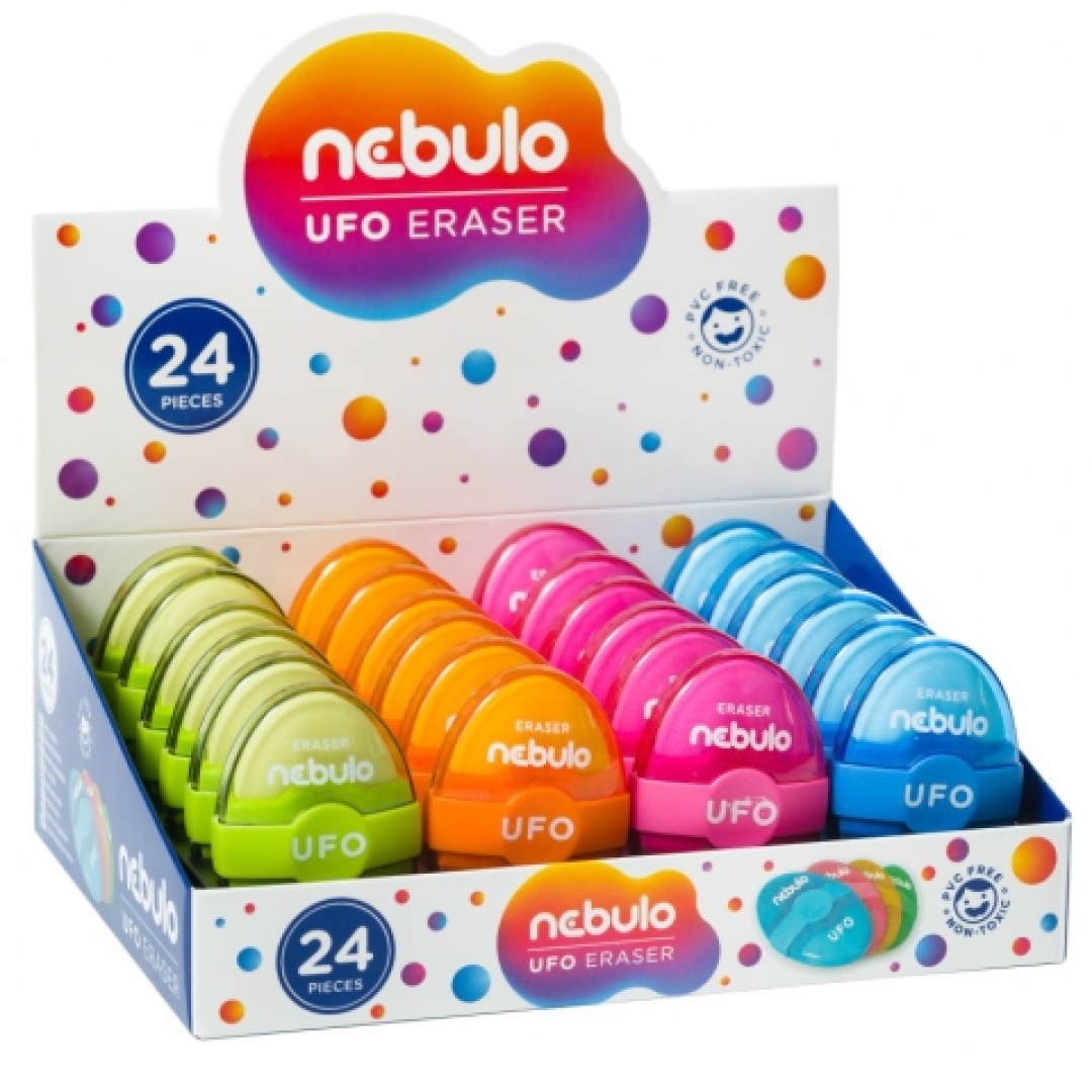 Radír NEBULO műanyag tokos 64x42x22mm Ufo (0000491)