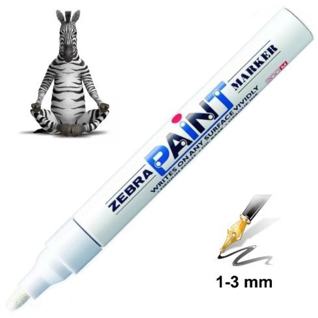 Zebra lakkfilc száradás után nem törölhető. Írásvastagság 1-3 mm fehér (0000543)