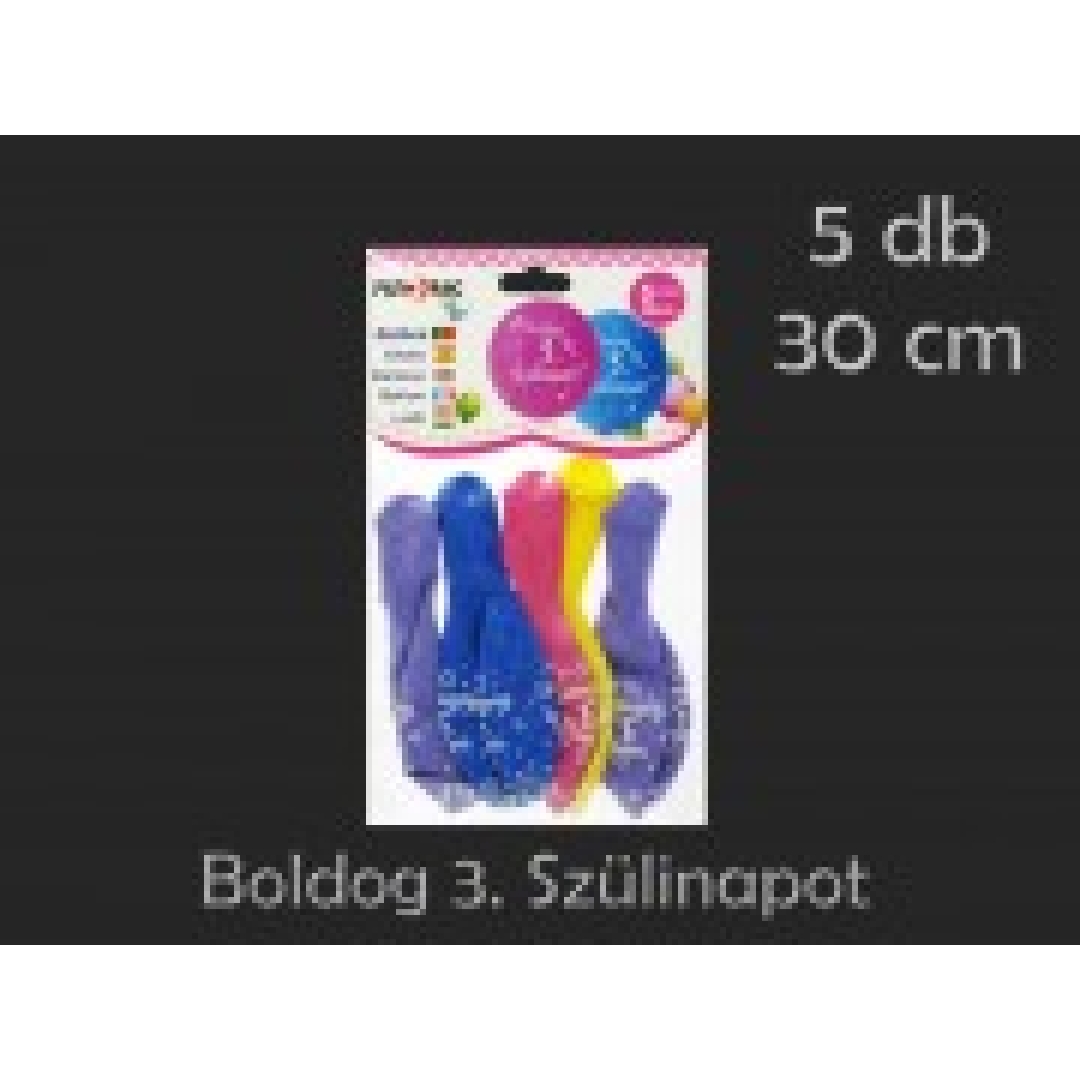 Lufi Boldog 3. Szülinapot színes 5db 30cm (0001032)