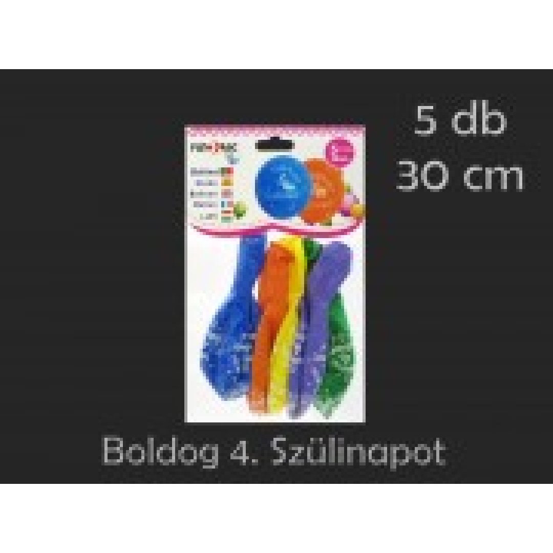 Lufi Boldog 4. Szülinapot színes 5db 30cm (0001033)