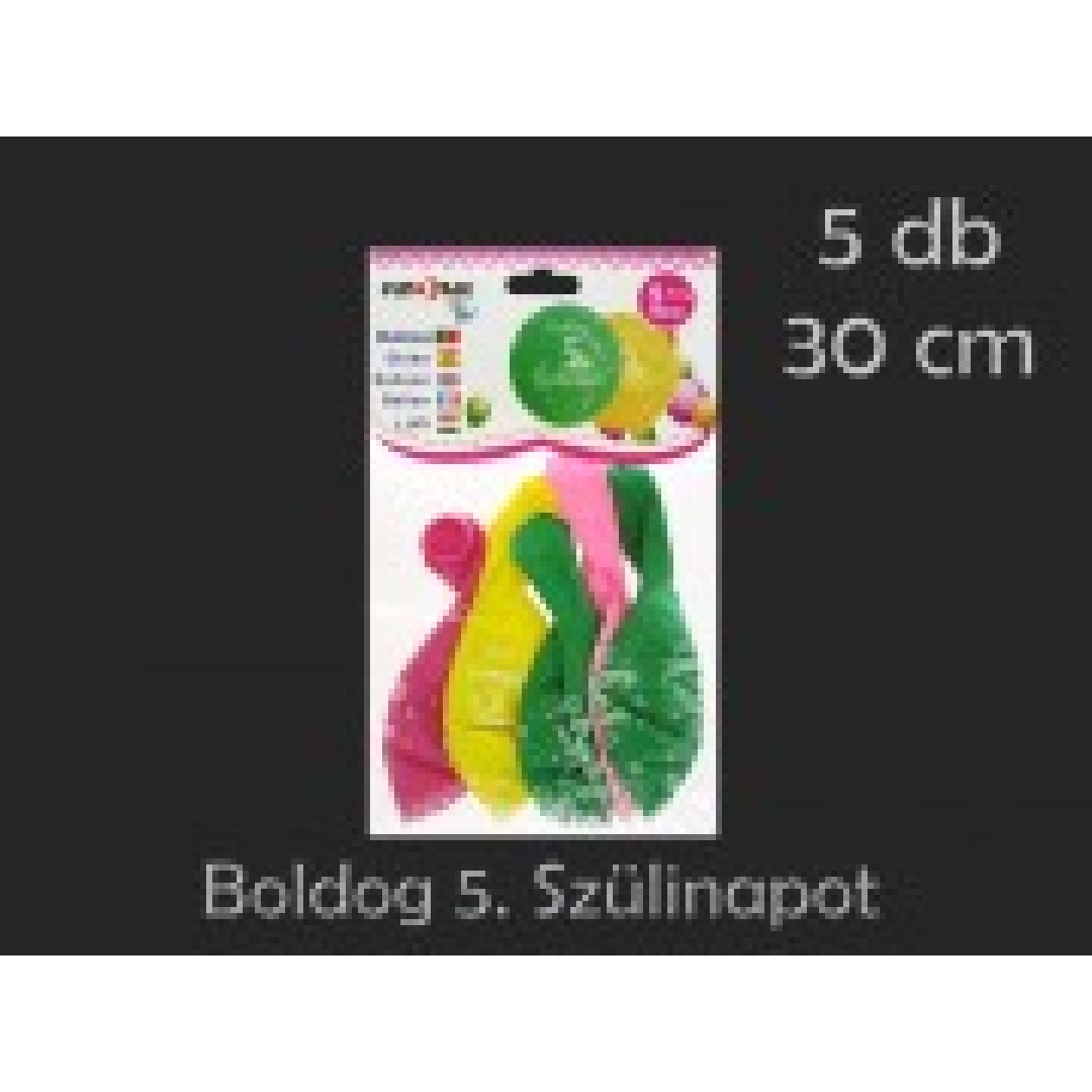Lufi Boldog 5. Szülinapot színes 5db 30cm (0001034)