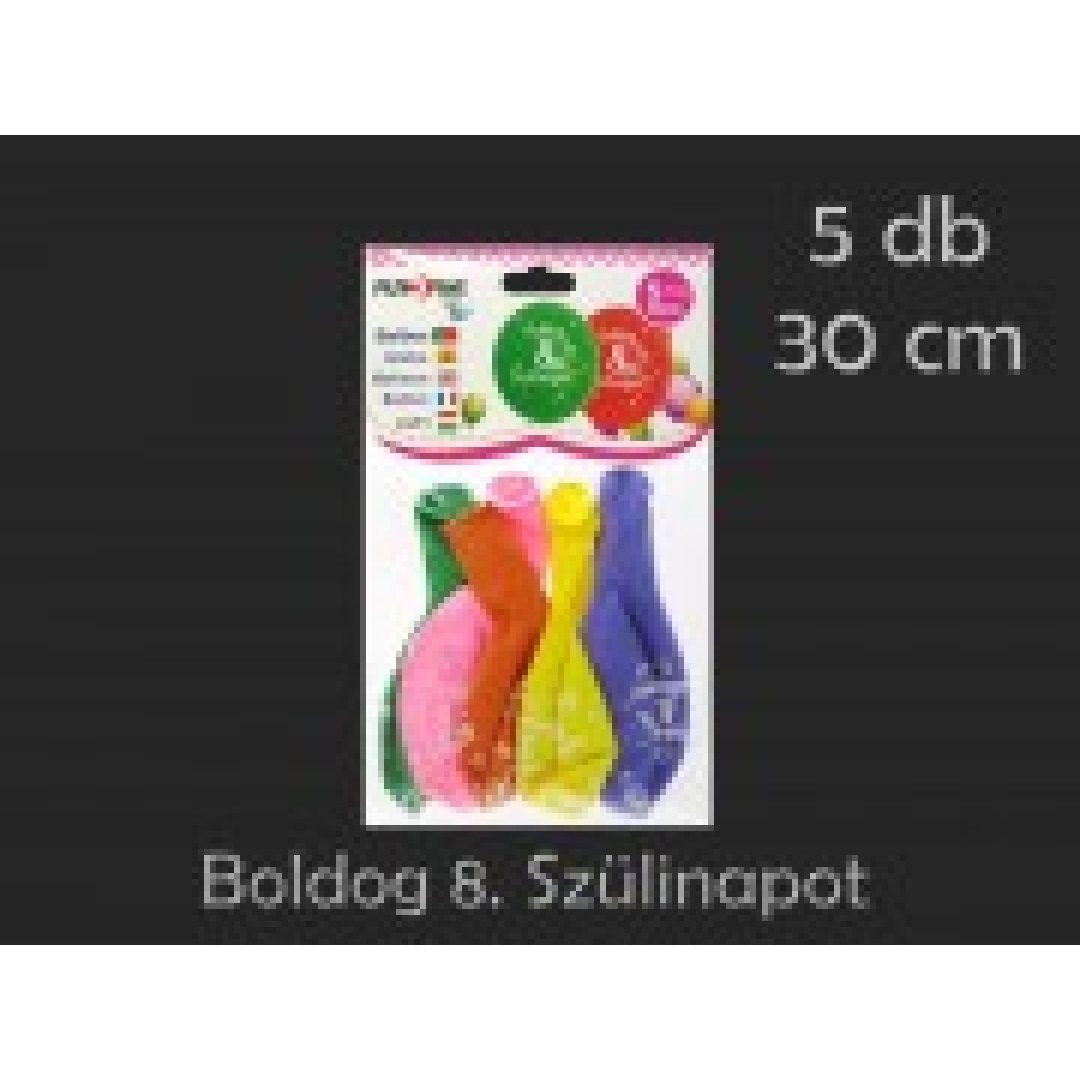 Lufi Boldog 8. Szülinapot színes 5db 30cm (0001037)