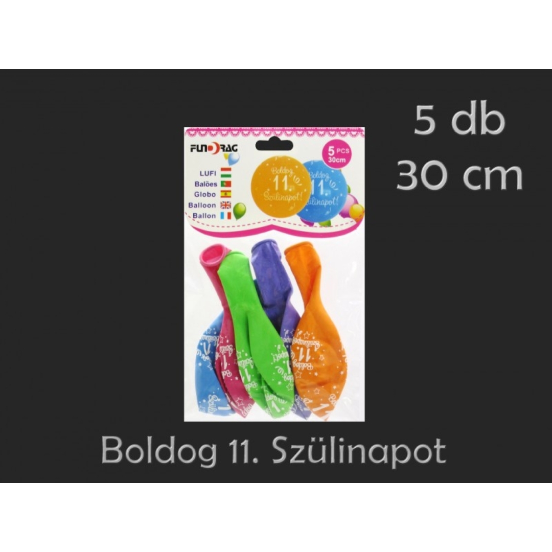 Lufi Boldog 11. Szülinapot színes 5db 30cm (0001040)