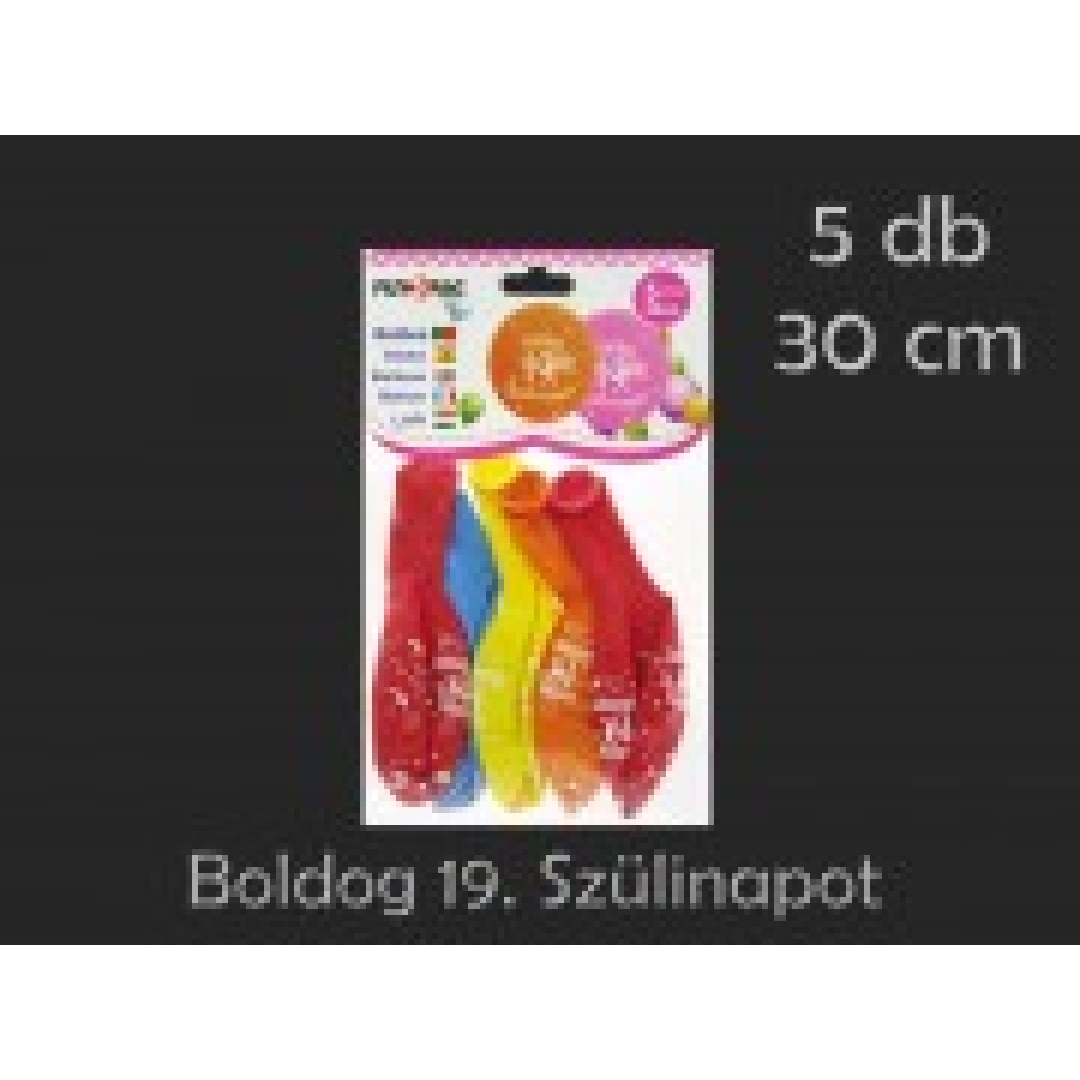 Lufi Boldog 19. Szülinapot színes 5db 30cm (0001047)