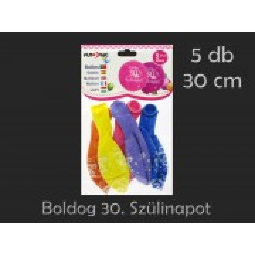 Lufi Boldog 30. Szülinapot színes 5db 30cm (0001048)